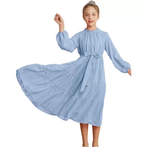 GRACE KARIN Girls Casual Dress Girls Long Sleeve Aline Flowy Maxi Dress for 512 YearsLight Blue 1