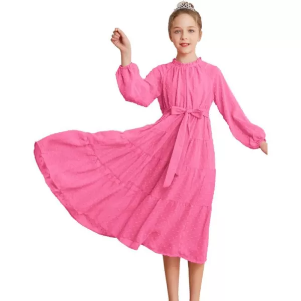 GRACE KARIN Girls Casual Dress Girls Long Sleeve Aline Flowy Maxi Dress for 512 YearsPink