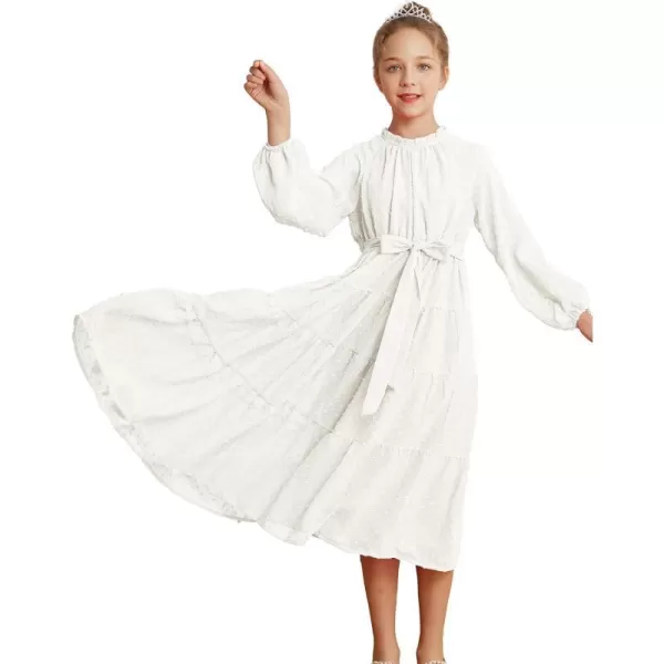 GRACE KARIN Girls Casual Dress Girls Long Sleeve Aline Flowy Maxi Dress for 512 YearsWhite 1