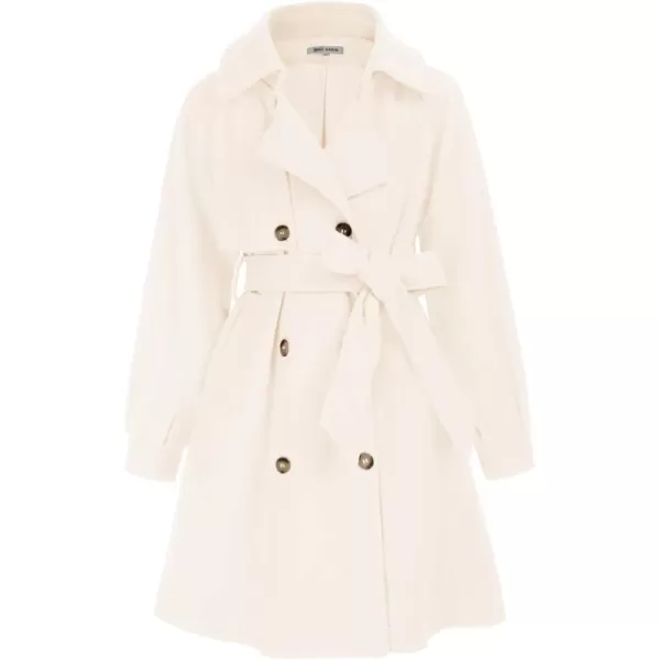 GRACE KARIN Girls Dress Coat Lapel Wool Blend Long Winter Jackets with Pockets Belt 614YWhite