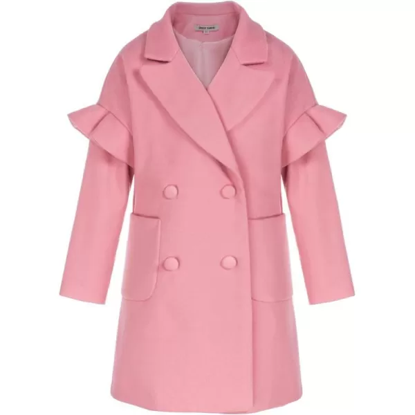 GRACE KARIN Girls Dress Coat Ruffle Sleeves Wool Blend Outerwear 612YLight Pink