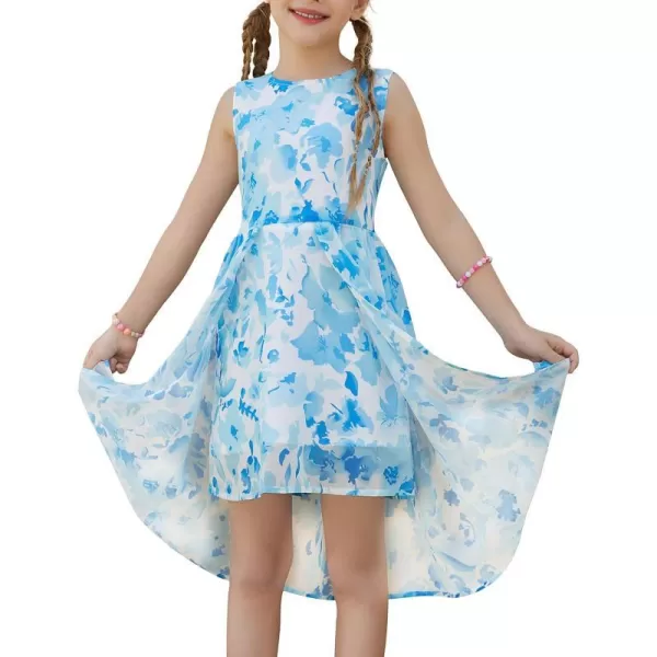 GRACE KARIN Girls Floral Dress Sleeveless Casual Sundress for Girl 512 YearsBlue Floral