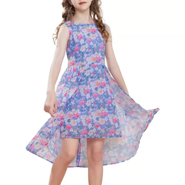 GRACE KARIN Girls Floral Dress Sleeveless Casual Sundress for Girl 512 YearsBlue Purple Floral