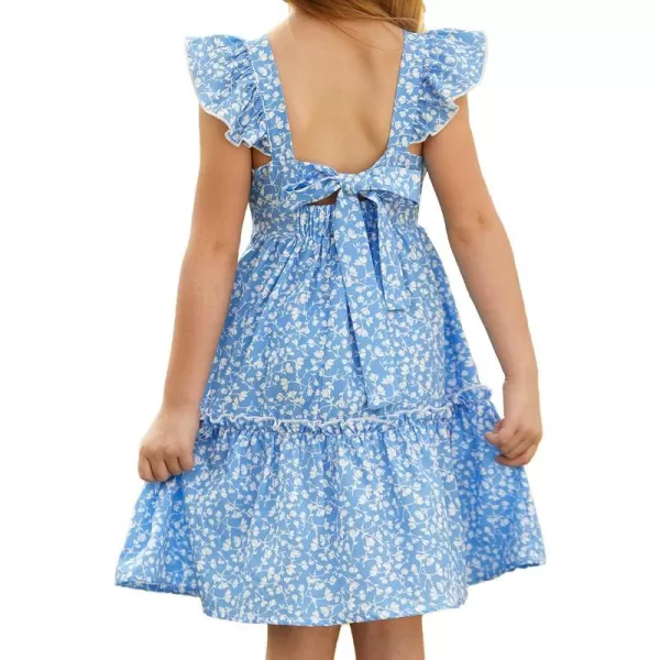 GRACE KARIN Girls Floral Dress Tie Back Flutter Sleeves Casual Summer Dresses for 612YBlue Floral