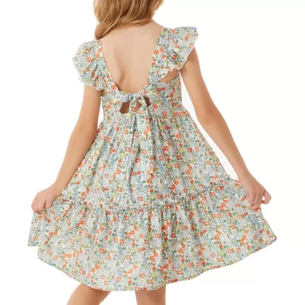 GRACE KARIN Girls Floral Dress Tie Back Flutter Sleeves Casual Summer Dresses for 612YMulticolor Floral