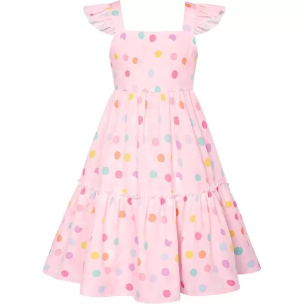 GRACE KARIN Girls Floral Dress Tie Back Flutter Sleeves Casual Summer Dresses for 612YPink Polka Dots