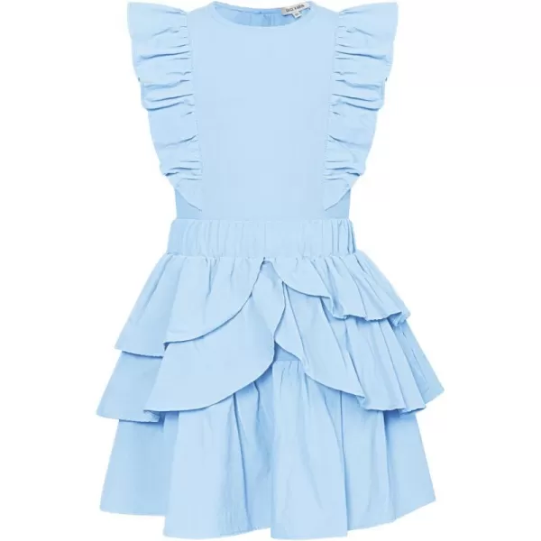 GRACE KARIN Girls Kids Outfits Two Piece Summer Clothes Flutter Sleeve Top Cake Skirt Set Size 512Light Blue