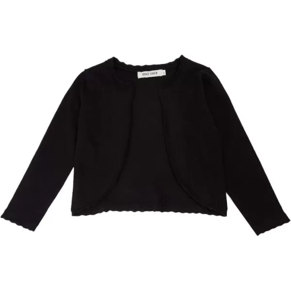 GRACE KARIN Girls Knit Long Sleeve Open Front Bolero Shrugs for 612YearsBlack