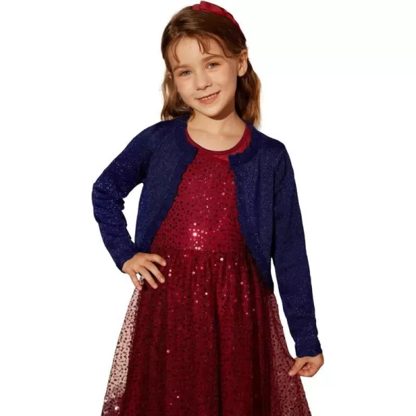 GRACE KARIN Girls Knit Long Sleeve Open Front Bolero Shrugs for 612YearsRoyal Blue Navy Blue