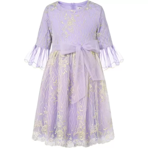 GRACE KARIN Girls Lace Embroidery Dress Half Sleeve Party Dress Princess Birthday Dress for Girl 512YPurple