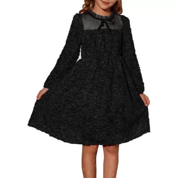 GRACE KARIN Girls Long Sleeve Dress Mesh ALine Casual Crewneck Dresses 512YBlack