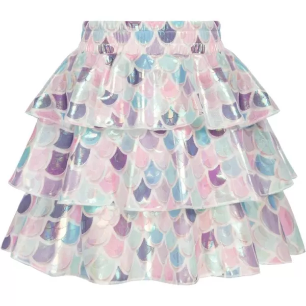 GRACE KARIN Girls Metallic Skirt 3Layer Ruffle Skirt for Girls 514YMermaid