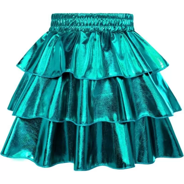 GRACE KARIN Girls Metallic Skirt 3Layer Ruffle Skirt for Girls 514YMetallic Blue