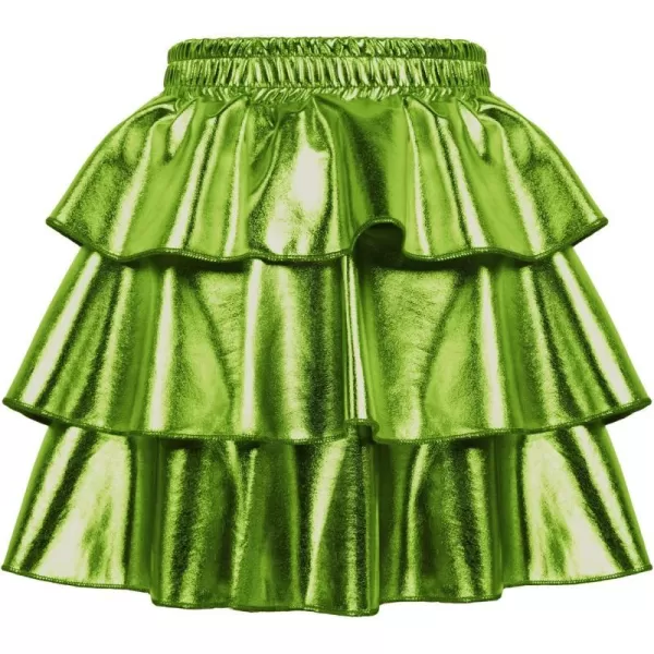 GRACE KARIN Girls Metallic Skirt 3Layer Ruffle Skirt for Girls 514YMint Green