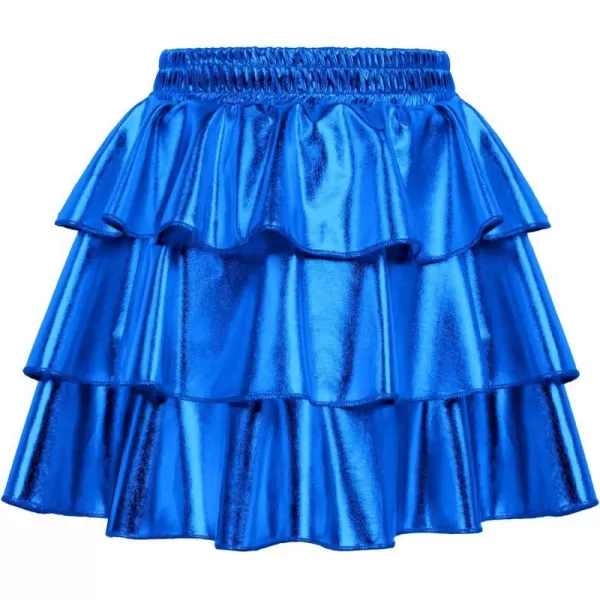 GRACE KARIN Girls Metallic Skirt 3Layer Ruffle Skirt for Girls 514YRoyal Blue 1