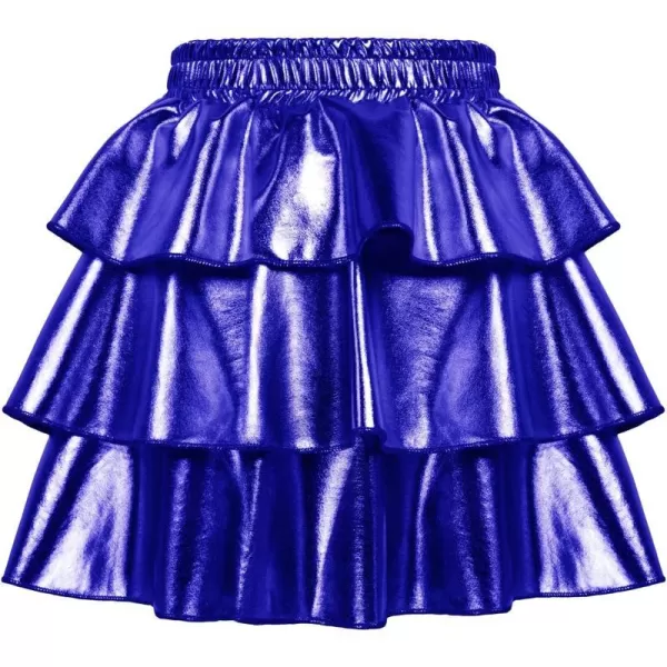 GRACE KARIN Girls Metallic Skirt 3Layer Ruffle Skirt for Girls 514YRoyal Blue