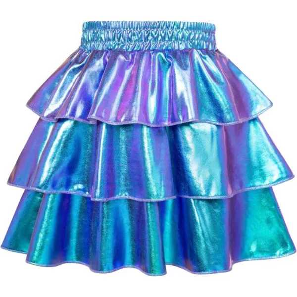 GRACE KARIN Girls Metallic Skirt 3Layer Ruffle Skirt for Girls 514YSymphony Purple