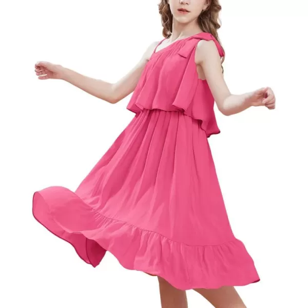 GRACE KARIN Girls One Shoulder Dress Ruffle Spring Summer Kids Fancy Dress Size 512Hot Pink