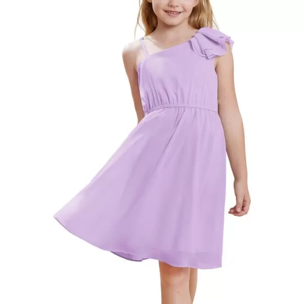 GRACE KARIN Girls One Shoulder Spring Dresses Cute Chiffon Flower Girl Dress 512YPurple