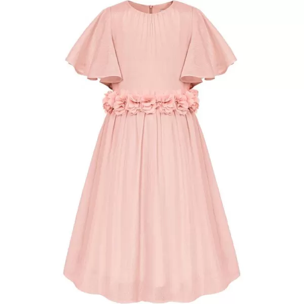 GRACE KARIN Girls Party Dress Crew Neck Chiffon Aline Short Sleeves Formal Dress for 512YPink