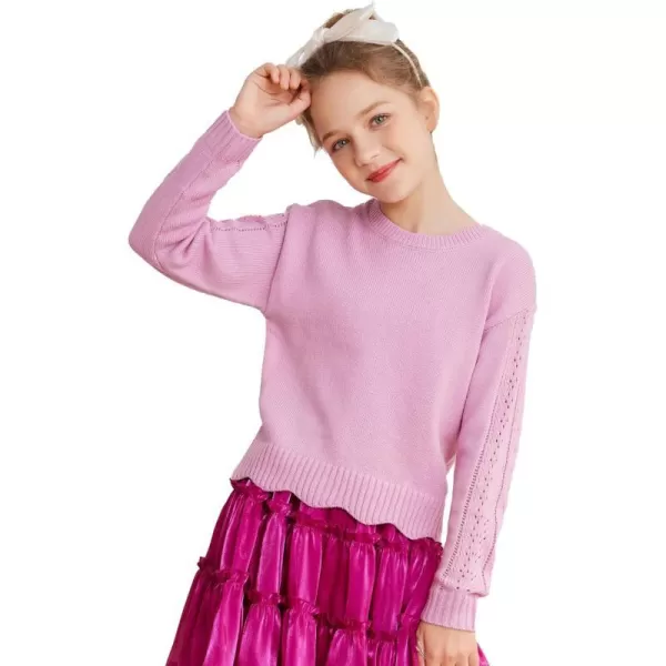 GRACE KARIN Girls Pullover Sweater Knit Long Sleeve Cute Back Bow Tie Sweater for Girl 512YPurple