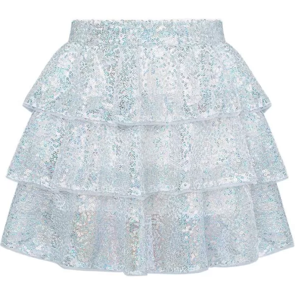 GRACE KARIN Girls Ruffle Skirt Elastic Waist Sequin Skirt for PartyDiamond Color