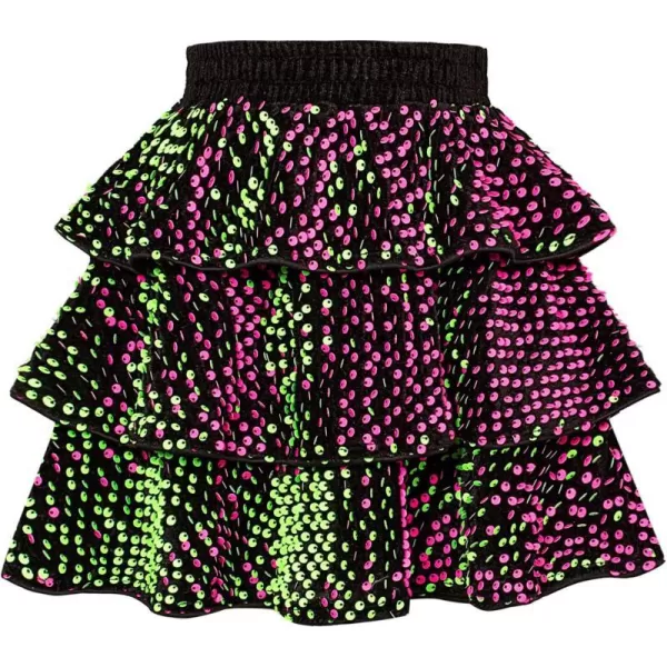 GRACE KARIN Girls Sequin Skirt Girls Fashion Party Three Layer Ruffle Skirt 514YMulticoloured