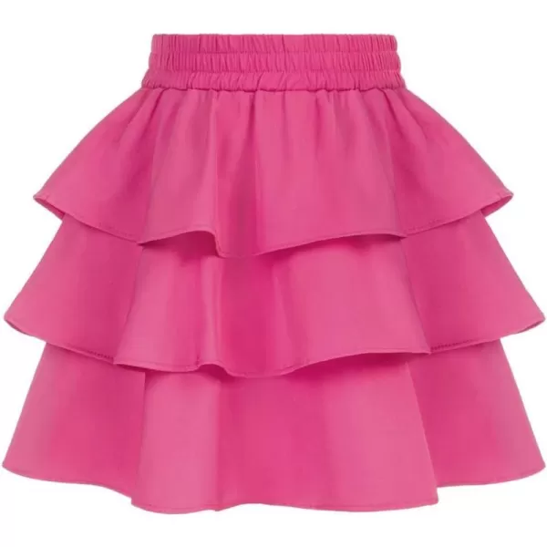 GRACE KARIN Girls Skirt 3 Layer Casual Ruffled Skirts for Girls 514YRose Red 1