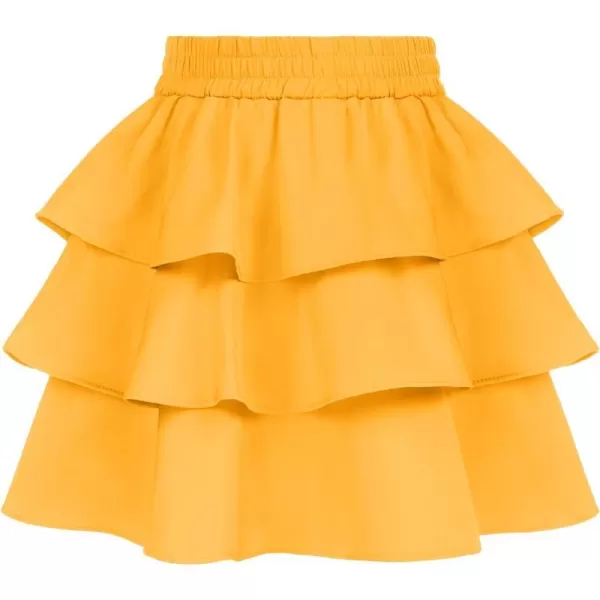 GRACE KARIN Girls Skirt 3 Layer Casual Ruffled Skirts for Girls 514YYellow