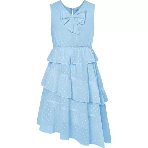 GRACE KARIN Girls Summer Dress Sleeveless V Neck Tiered Ruffle Party Casual Dresses Size 512Blue