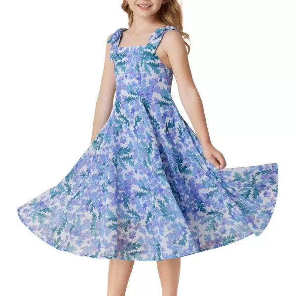 GRACE KARIN Girls Summer Floral Dress Strap Square Neck Midi Party Elegant Dress Size 512Purple