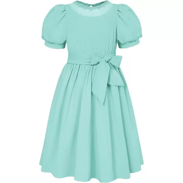 GRACE KARIN Girls Summer Puff Sleeve Ruffle Contrast Mesh Cute Spring Dress for Girls Size 512Green