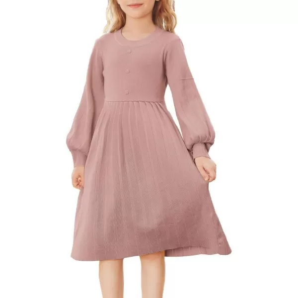 GRACE KARIN Girls Sweater Dress Long Sleeve Pleated ALine Fall Dress 512YLight Pink