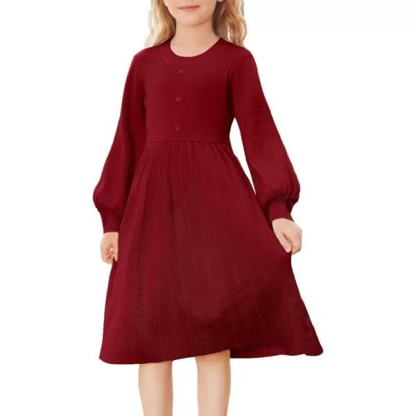 GRACE KARIN Girls Sweater Dress Long Sleeve Pleated ALine Fall Dress 512YRed