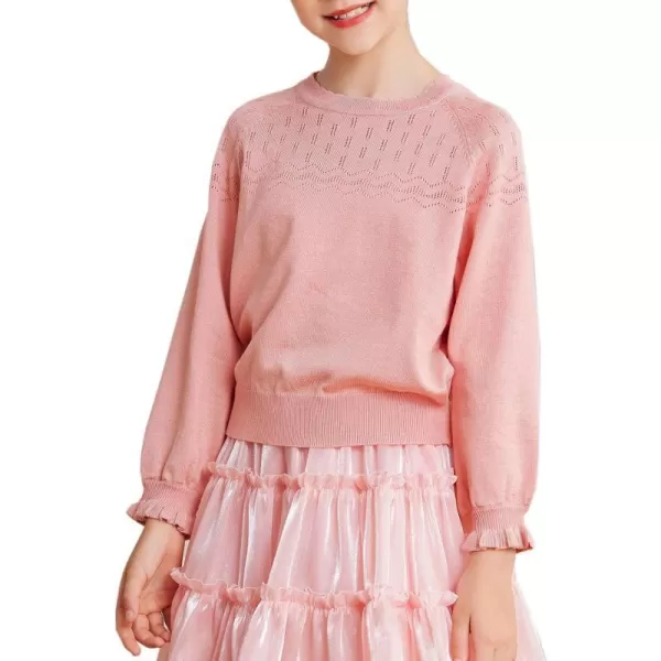 GRACE KARIN Girls Sweater Long Sleeve Crewneck Kids Knit Pullover Tops Size 512Light Pink