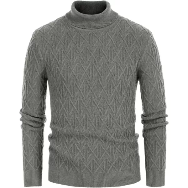 GRACE KARIN Men Turtleneck Sweater Long Sleeve Ribbed Cuff Pullover KnitwearDark Grey