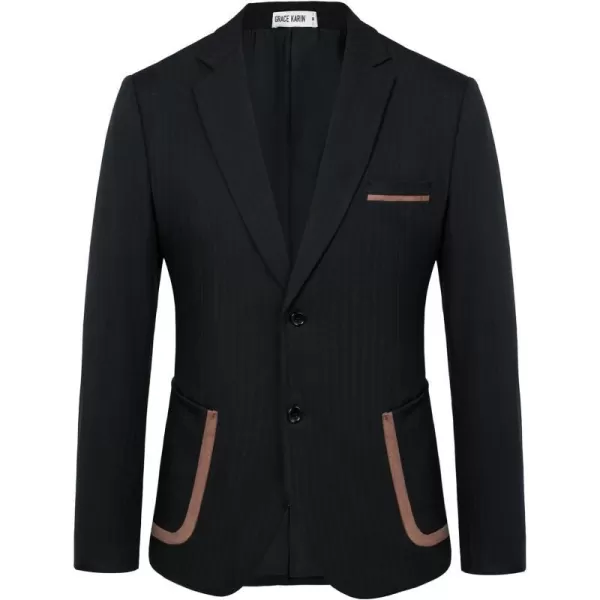 GRACE KARIN Mens Casual Blazer Two Button Lightweight Suit Jackets Slim Fit Sports CoatsBlack