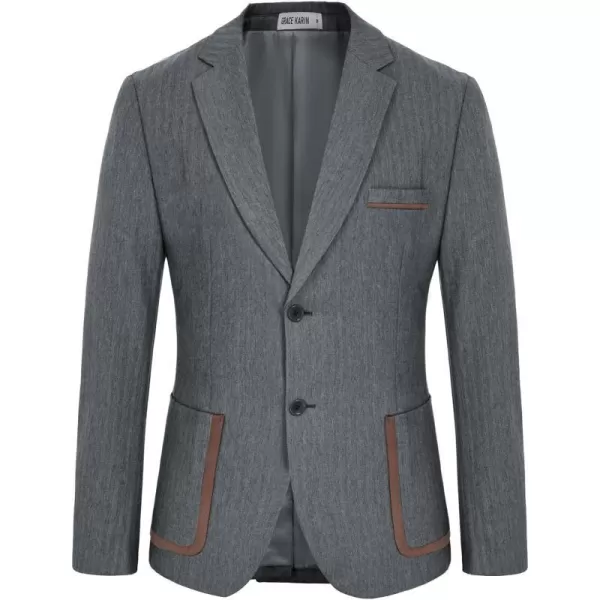 GRACE KARIN Mens Casual Blazer Two Button Lightweight Suit Jackets Slim Fit Sports CoatsDark Gray