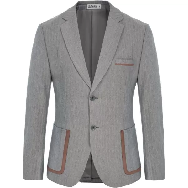 GRACE KARIN Mens Casual Blazer Two Button Lightweight Suit Jackets Slim Fit Sports CoatsLight Gray