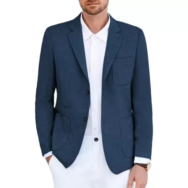 GRACE KARIN Mens Casual Suit Jacket Blazer Lightweight Sport Coat Slim Fit Jacket for Men Two ButtonBlue