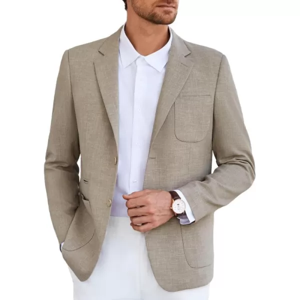 GRACE KARIN Mens Casual Suit Jacket Blazer Lightweight Sport Coat Slim Fit Jacket for Men Two ButtonKhaki