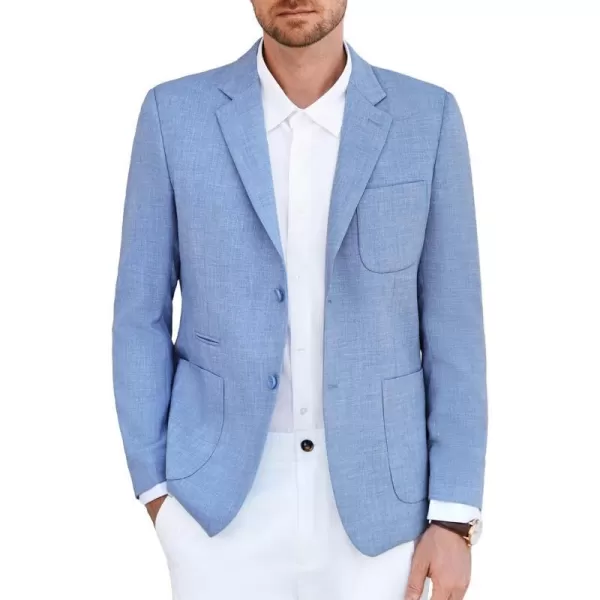 GRACE KARIN Mens Casual Suit Jacket Blazer Lightweight Sport Coat Slim Fit Jacket for Men Two ButtonLight Blue