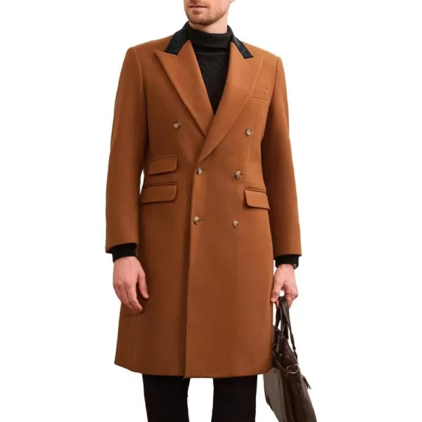 GRACE KARIN Mens Casual Trench Coat Notch Lapel Double Breasted Mid Long Trench Pea CoatBrown