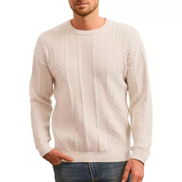 GRACE KARIN Mens Crewneck Pullover Sweaters Classic Casual Knitted Cable Sweaters with Ribbing EdgeCamel