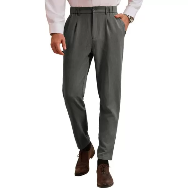 GRACE KARIN Mens Dress Pants Waist Pleated Straight Fit Flat Business Pants with PocketsDark Grey