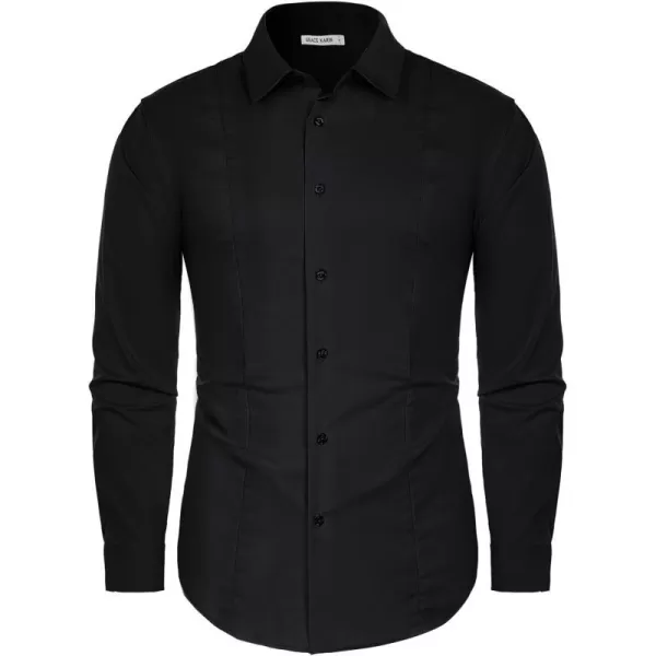 GRACE KARIN Mens Dress Shirts Long Sleeve Button Down Shirts for Men Regular Fit Wrinkle FreeBlack