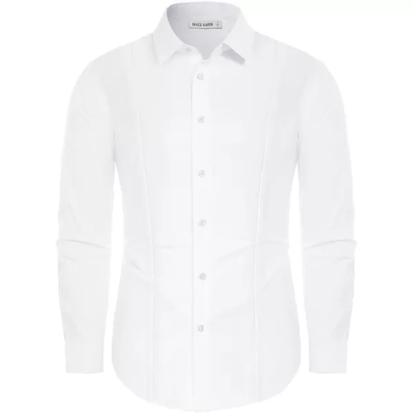 GRACE KARIN Mens Dress Shirts Long Sleeve Button Down Shirts for Men Regular Fit Wrinkle FreeWhite