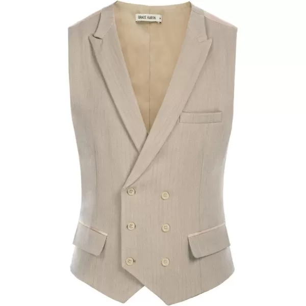 GRACE KARIN Mens Suit Vest Business Formal Dress Waistcoat Vest with 3 Pockets for Suit or TuxedoApricot