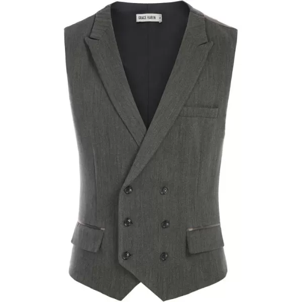 GRACE KARIN Mens Suit Vest Business Formal Dress Waistcoat Vest with 3 Pockets for Suit or TuxedoDark Grey