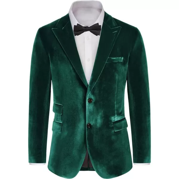 GRACE KARIN Mens Velvet Blazer Two Button Slim Fit Suit Jacket Sports Coats for Men Prom Wedding Dinner PartyGreen